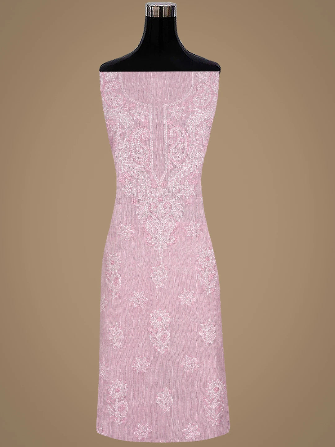 Ada Hand Embroidered Pink Linen Lucknowi Chikankari Unstitched Suit Piece 01A885286