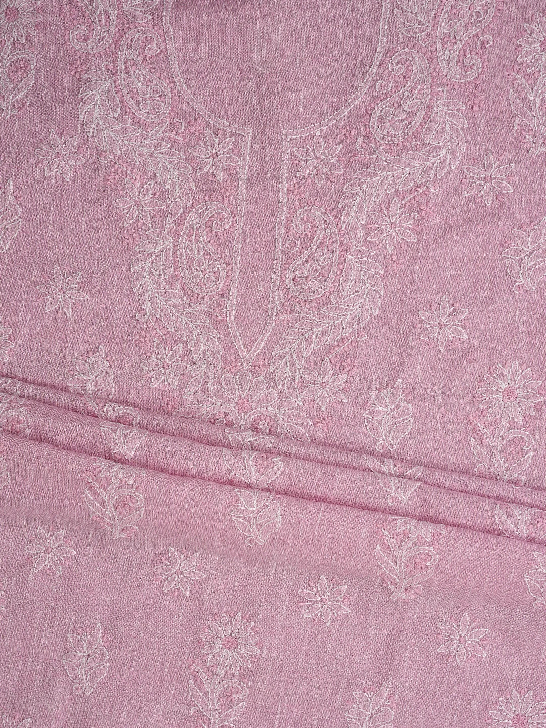 Ada Hand Embroidered Pink Linen Lucknowi Chikankari Unstitched Suit Piece 01A885286