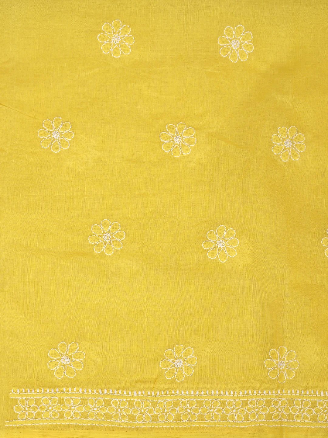 Ada Hand Embroidered Yellow Cotton Lucknowi Chikankari Unstitched Suit Piece 01A881412