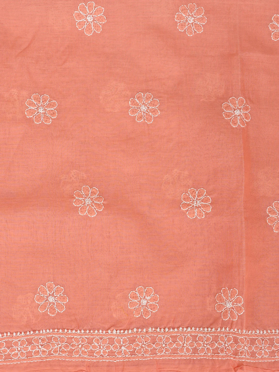 Ada Hand Embroidered Peach Cotton Lucknowi Chikankari Unstitched Suit Piece 01A881407