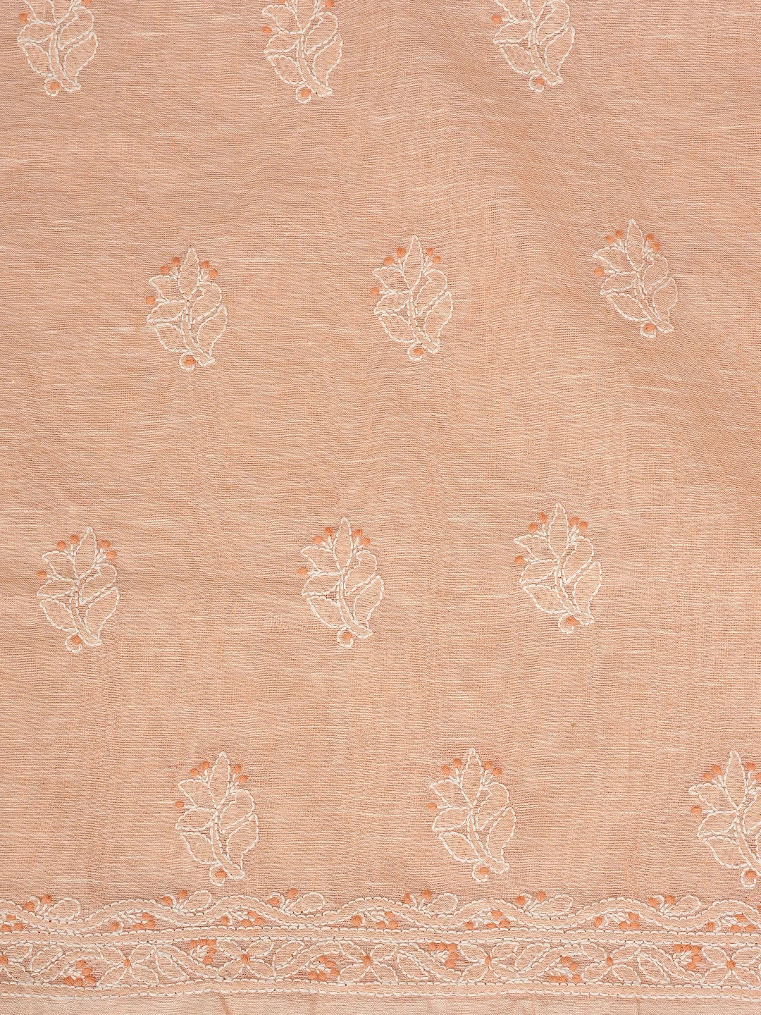 Ada Hand Embroidered Peach Linen Lucknowi Chikankari Unstitched Suit Piece 01A885297