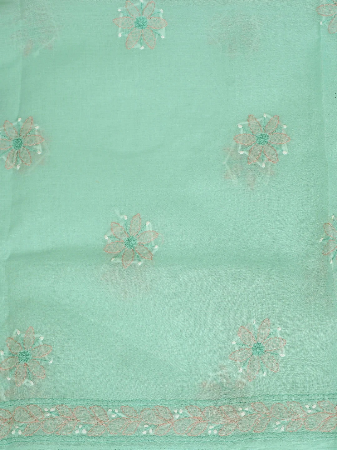 Ada Hand Embroidered Sea Green Cotton Lucknowi Chikankari Unstitched Suit Piece 01A879347