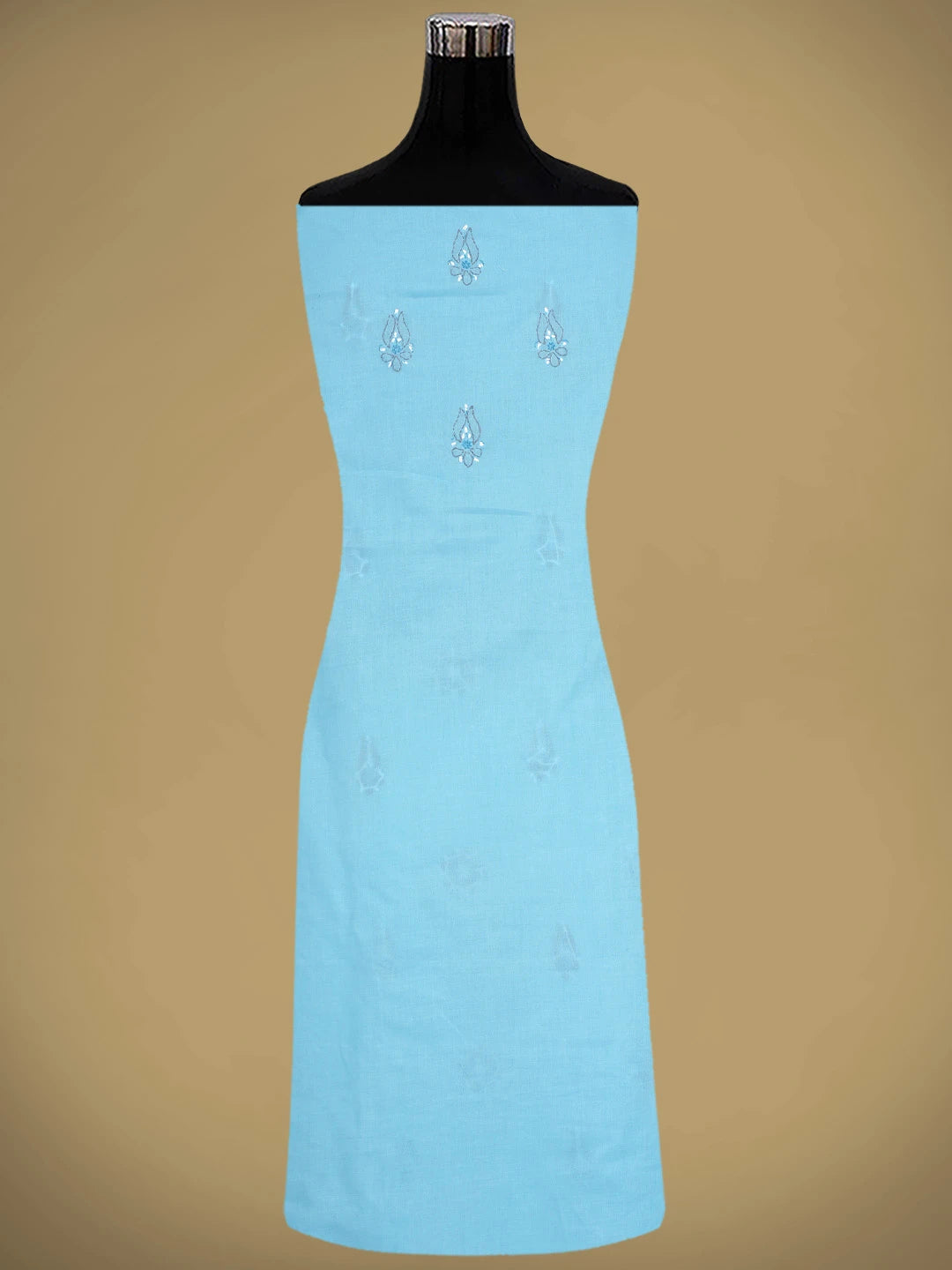 Ada Hand Embroidered Blue Cotton Lucknowi Chikankari Unstitched Suit Piece 01A882409