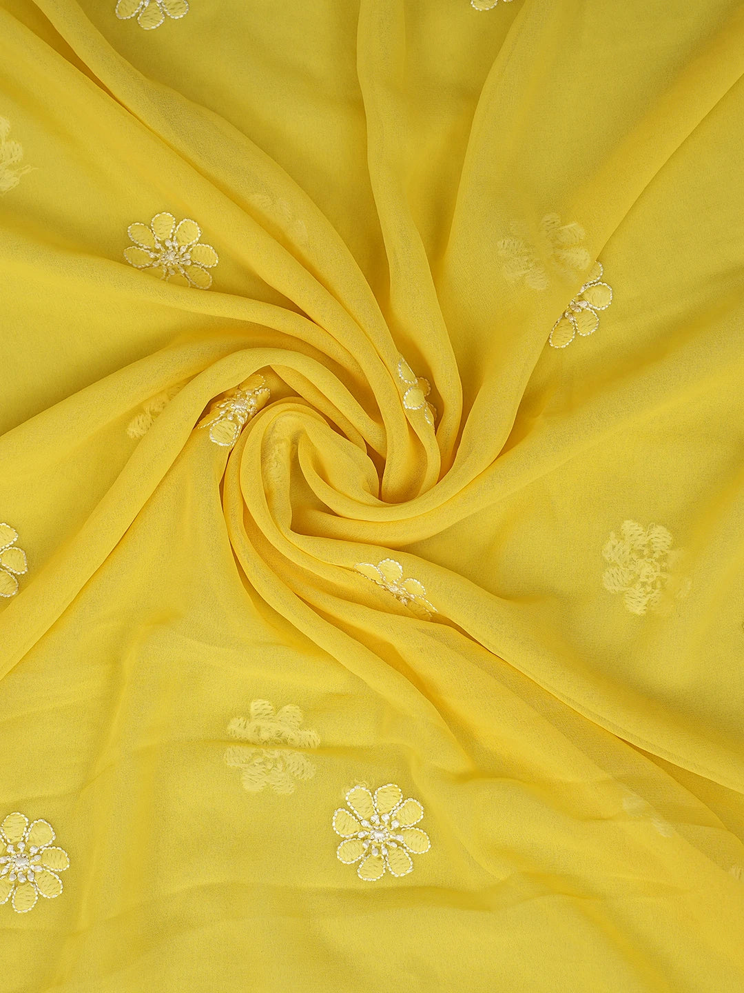 Ada Hand Embroidered Naples Yellow Georgette Lucknowi Chikankari Unstitched Suit Piece 01A884030