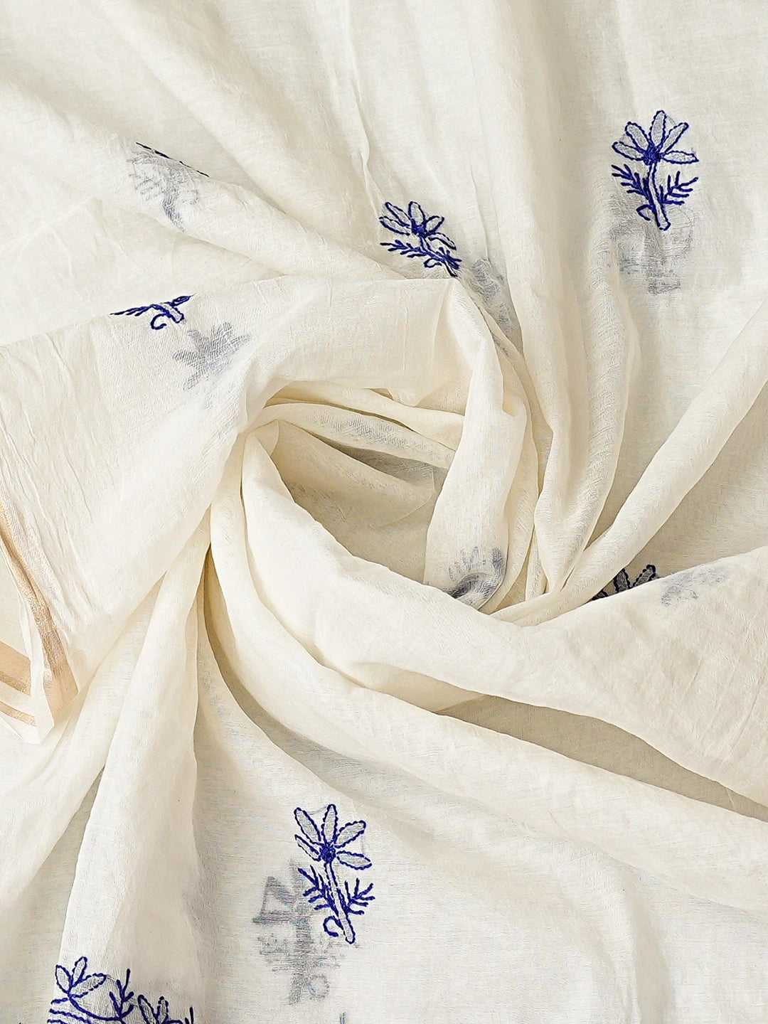 Ada Hand Embroidered White Chanderi Lucknowi Chikankari Unstitched Kurta Dupatta Set 01A883136