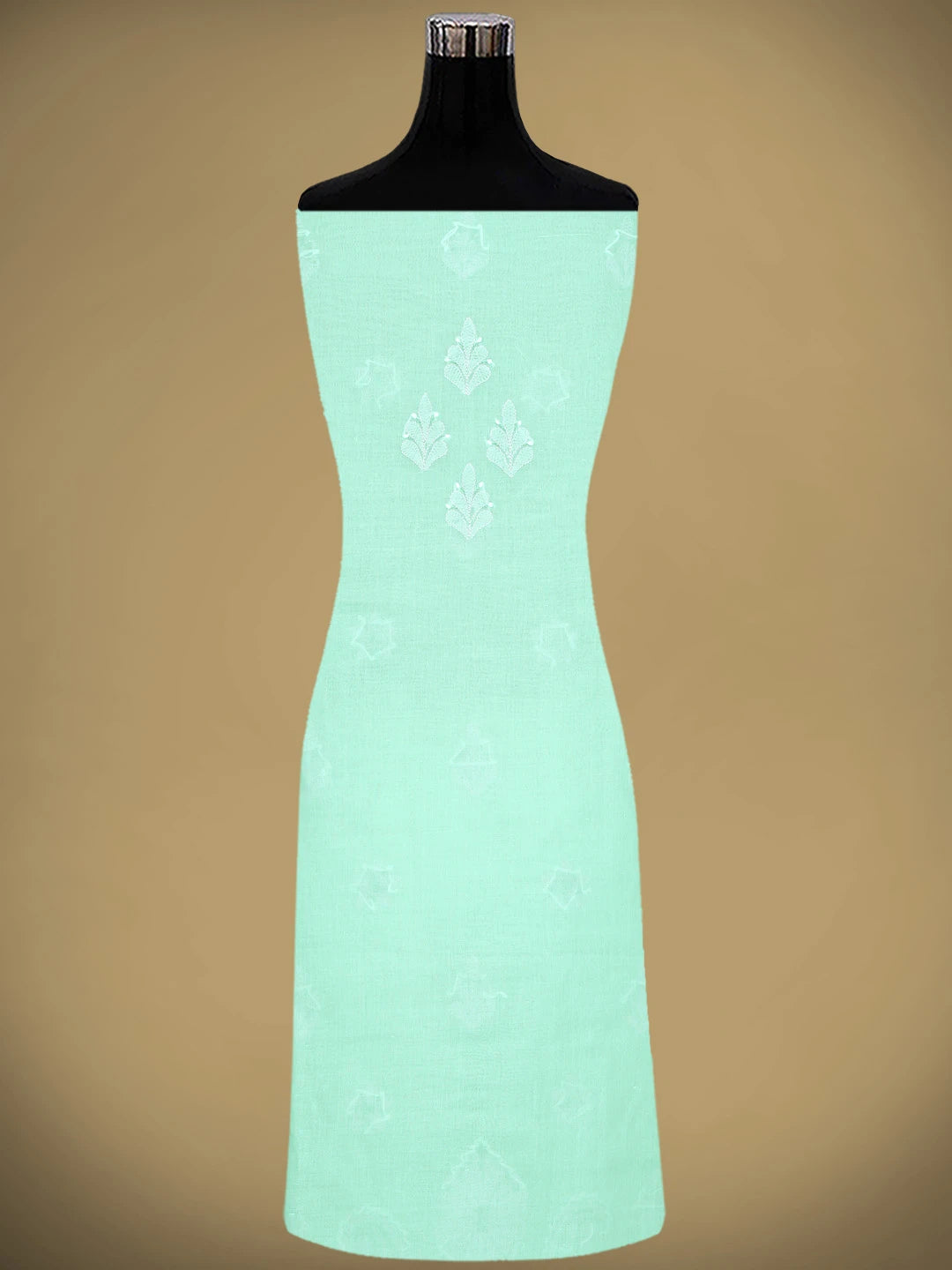 Ada Hand Embroidered Sea Green Cotton Lucknowi Chikankari Unstitched Suit Piece 01A879348