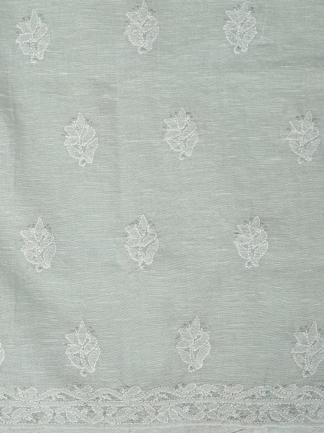 Ada Hand Embroidered Tea Green Linen Lucknowi Chikankari Unstitched Suit Piece 01A885313