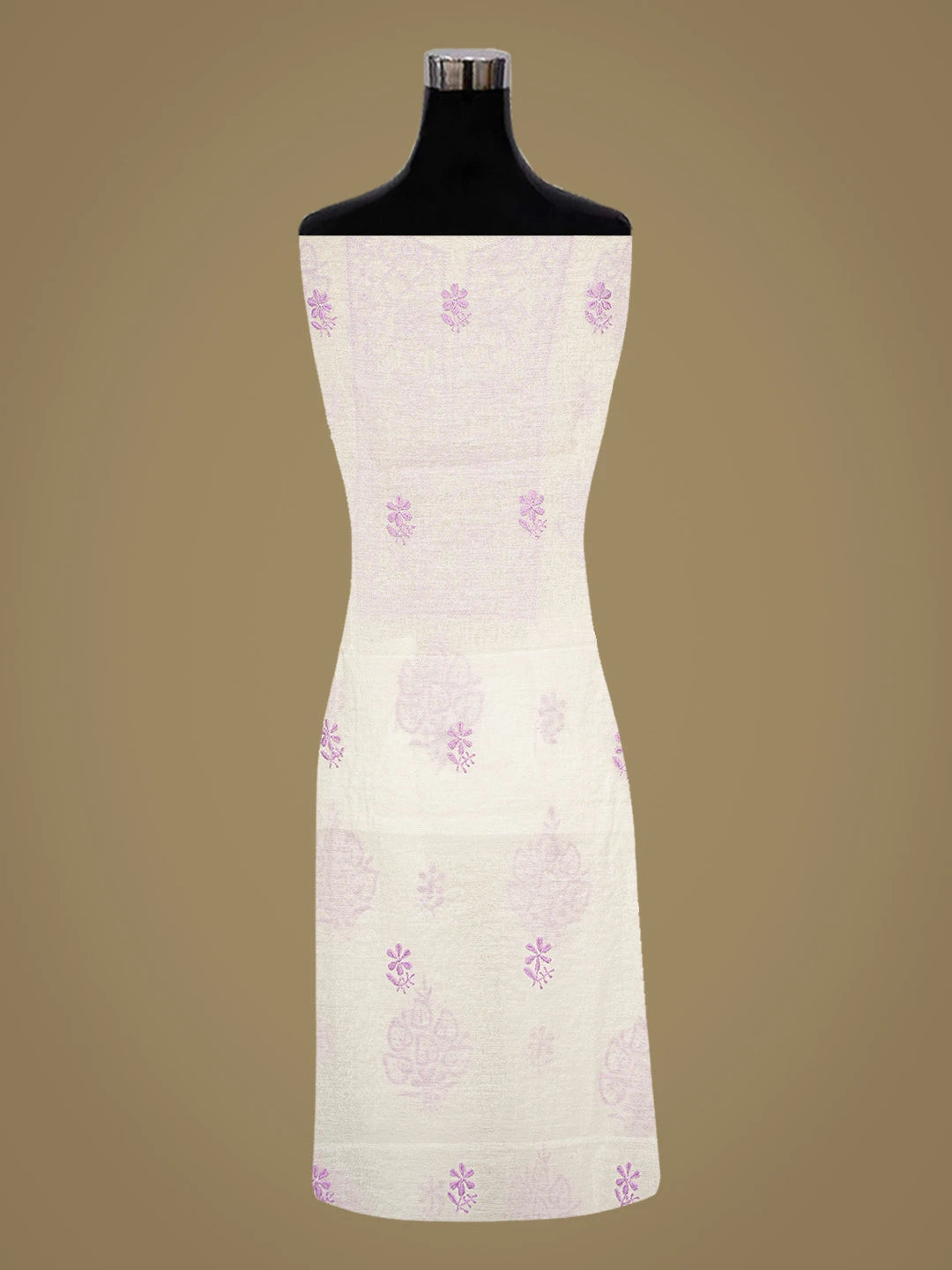 Ada Hand Embroidered White Chanderi Lucknowi Chikankari Unstitched Kurta Dupatta Set 01A883138