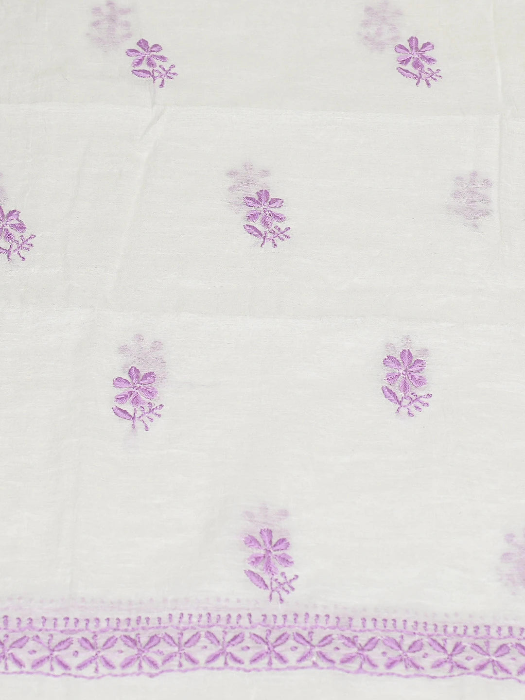Ada Hand Embroidered White Chanderi Lucknowi Chikankari Unstitched Kurta Dupatta Set 01A883138