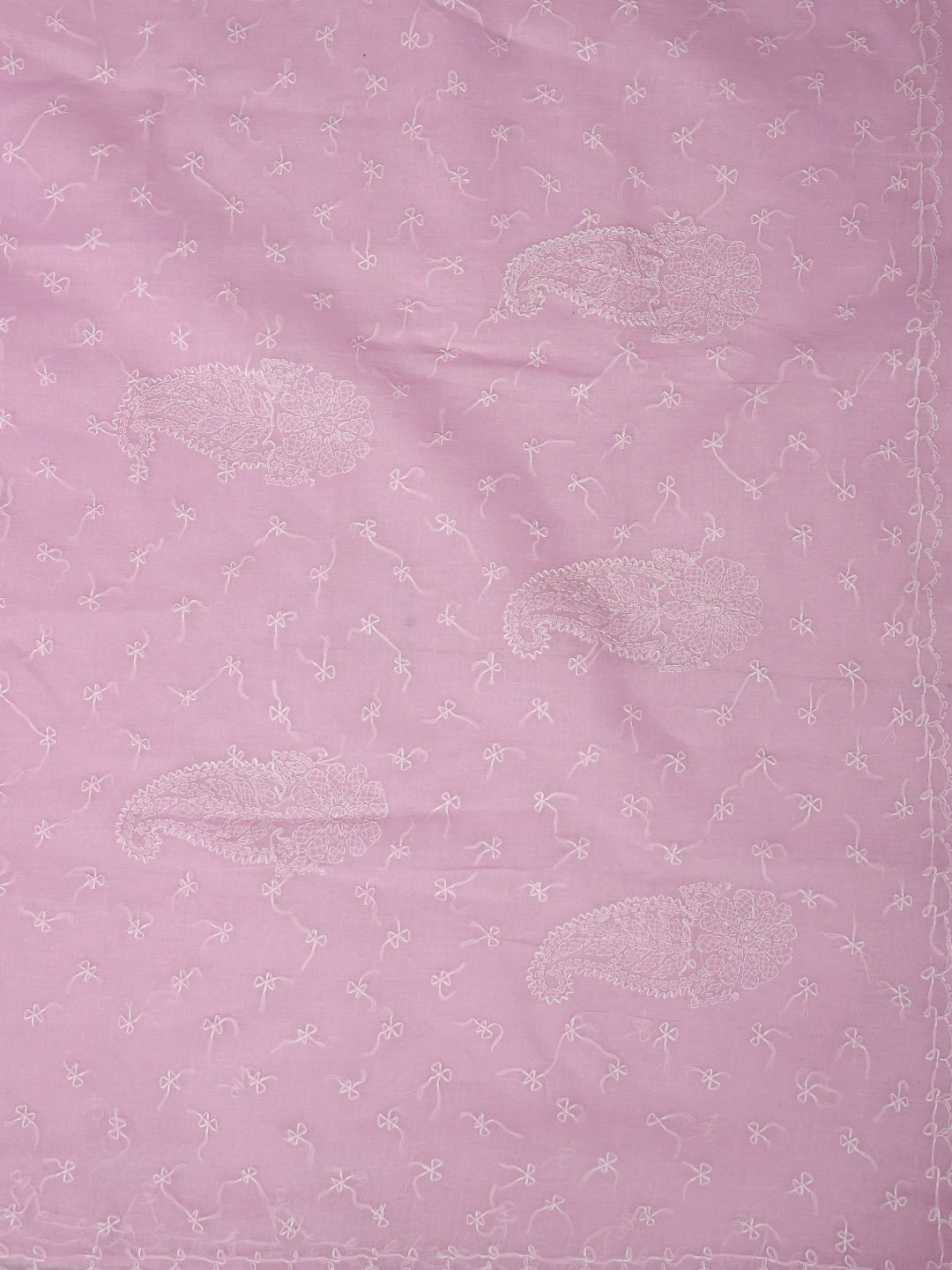 Ada Hand Embroidered Pink Cotton Lucknowi Chikankari Saree and Blouse 01A882903