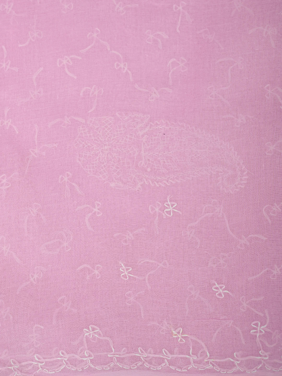 Ada Hand Embroidered Pink Cotton Lucknowi Chikankari Saree and Blouse 01A882903