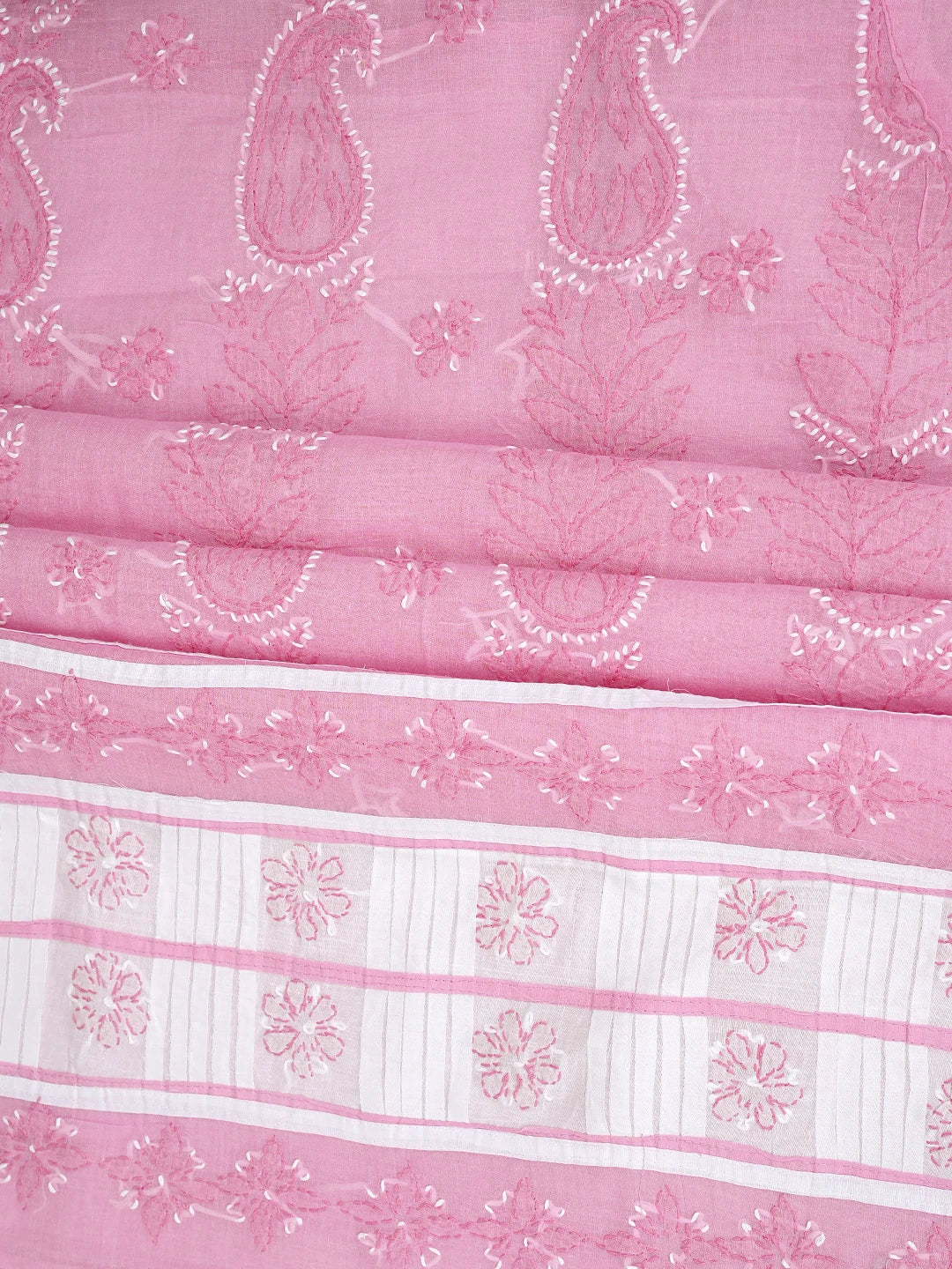 Ada Hand Embroidered Pink Cotton Lucknowi Chikankari Unstitched Suit Piece 01A882729