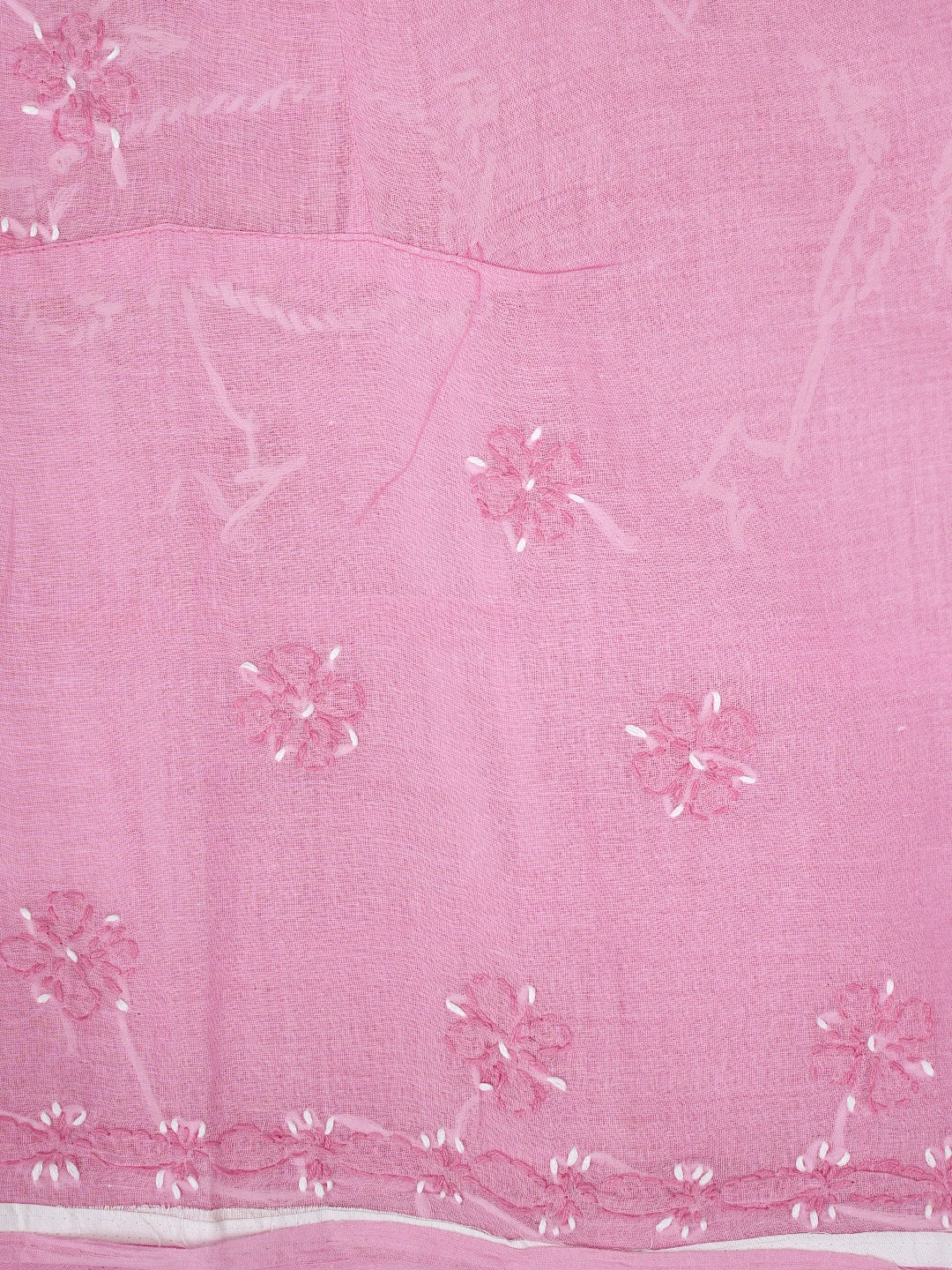 Ada Hand Embroidered Pink Cotton Lucknowi Chikankari Unstitched Suit Piece 01A882729