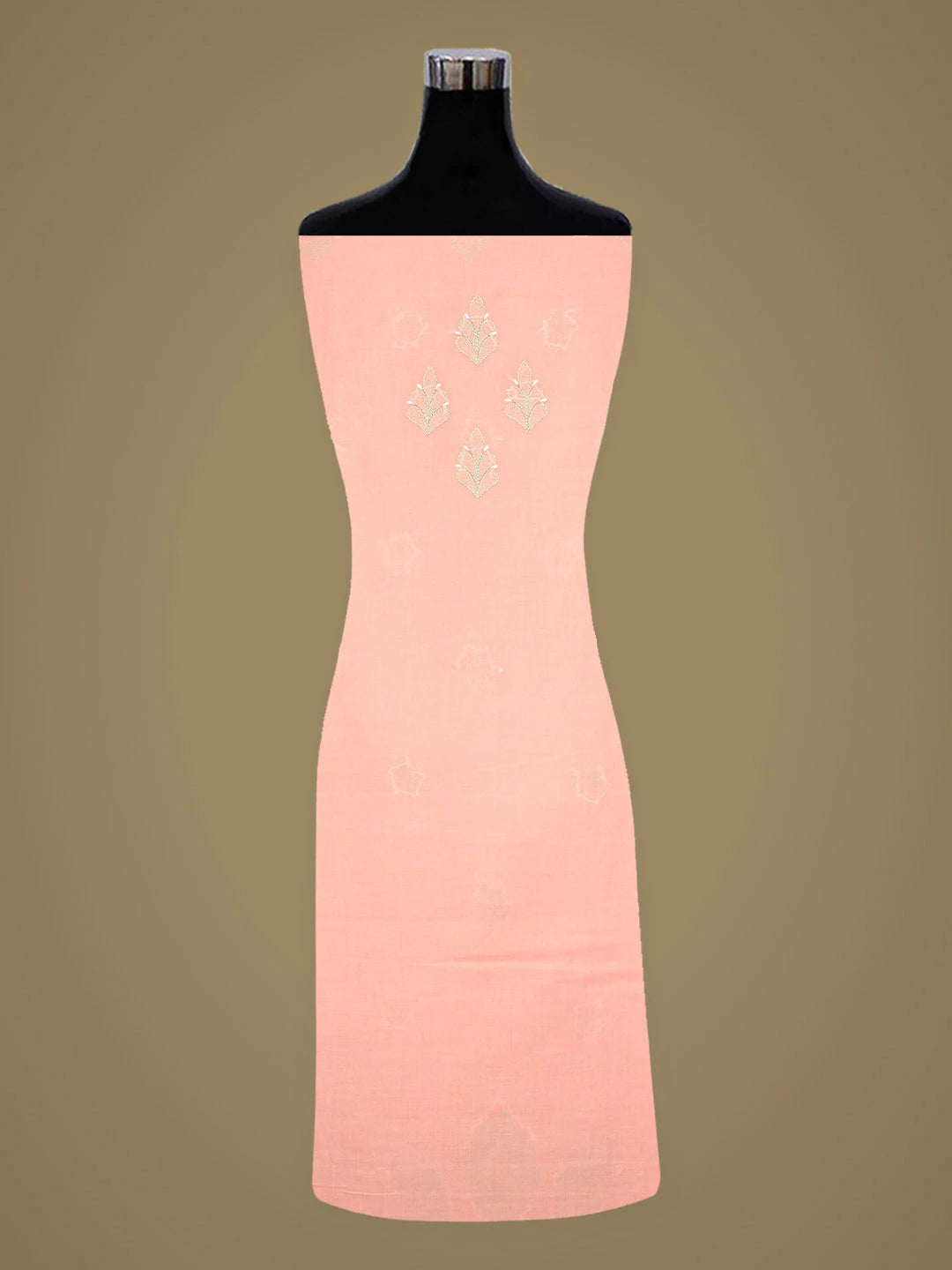 Ada Hand Embroidered Peach Cotton Lucknowi Chikankari Unstitched Suit Piece 01A879298