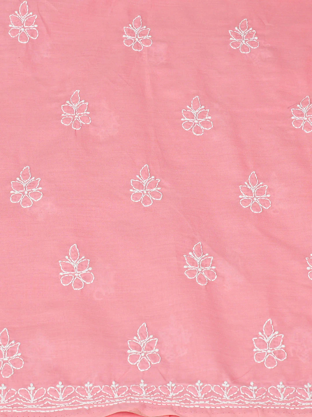 Ada Hand Embroidered Peach Cotton Lucknowi Chikankari Unstitched Suit Piece 01A783024