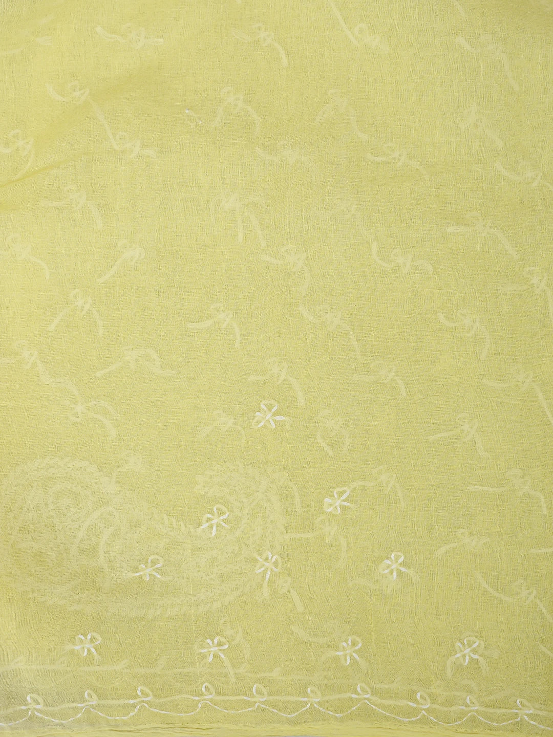 Ada Hand Embroidered Lemon Cotton Lucknowi Chikankari Saree and Blouse 01A882913
