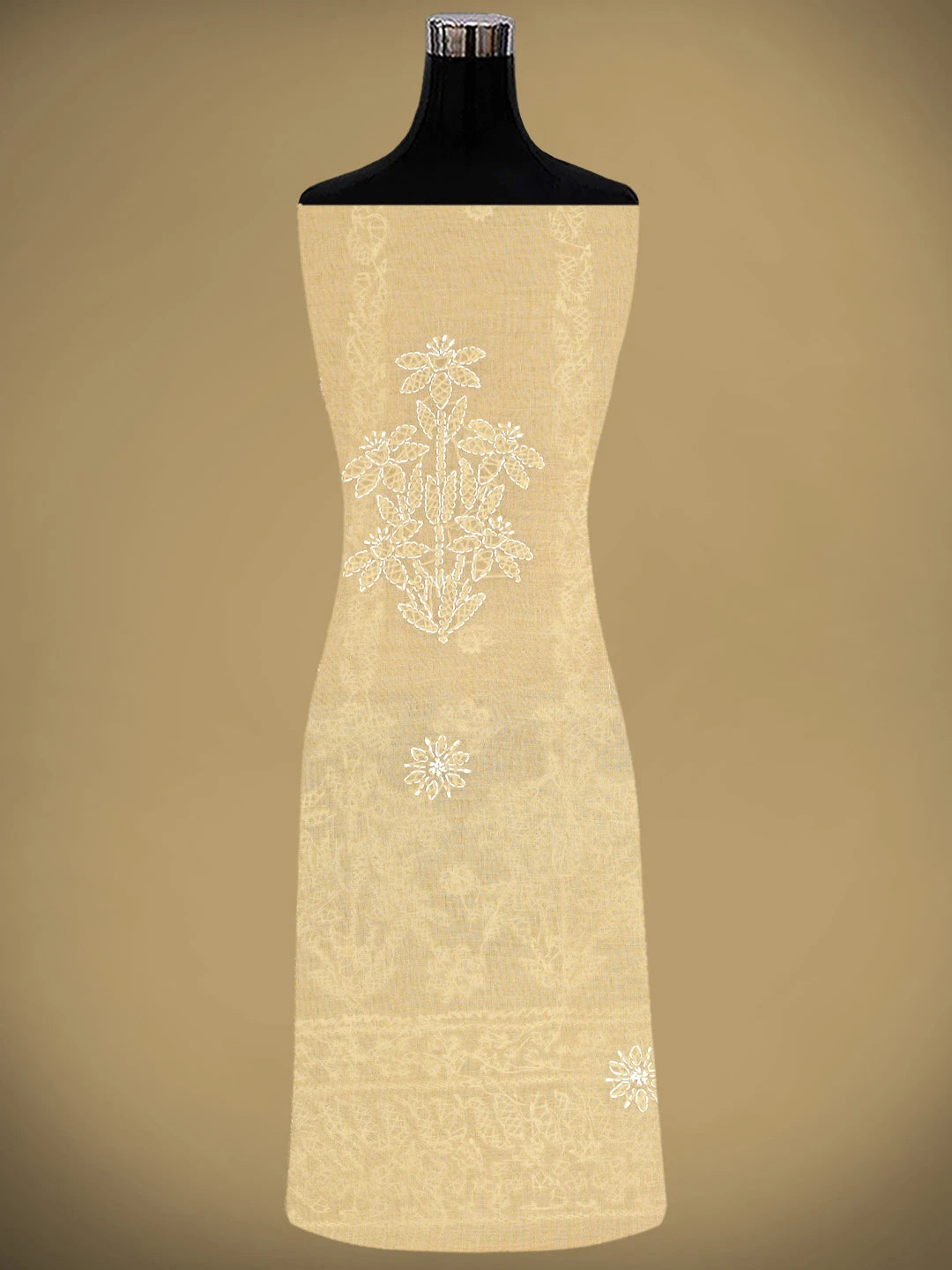 Ada Hand Embroidered Fawn Cotton Lucknowi Chikankari Unstitched Suit Piece 01A881420