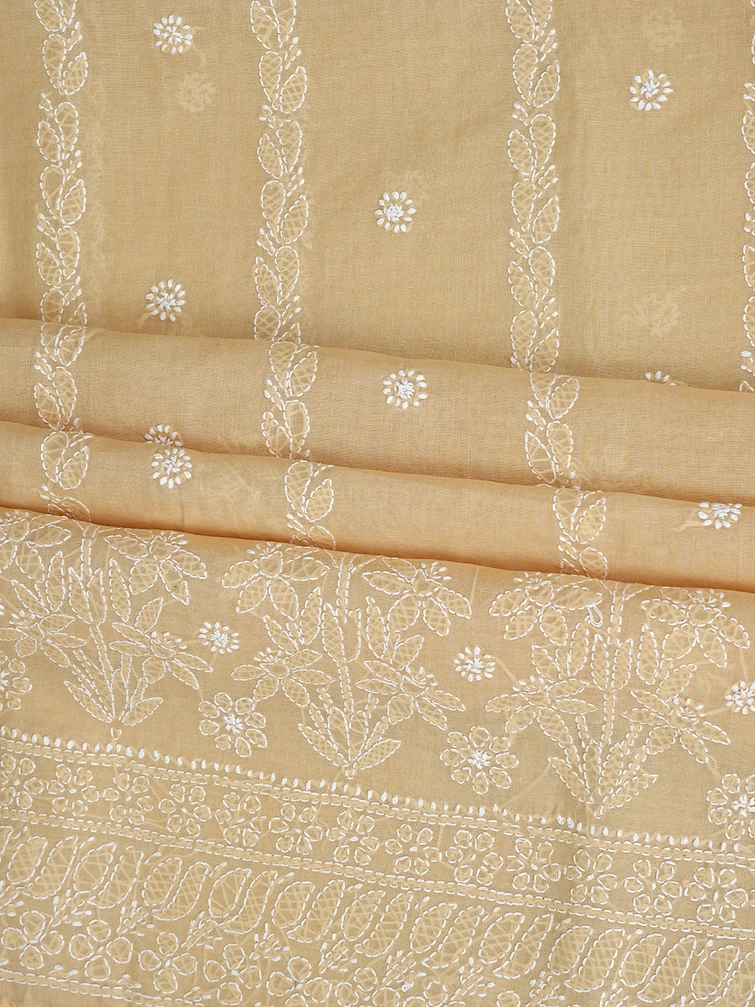 Ada Hand Embroidered Fawn Cotton Lucknowi Chikankari Unstitched Suit Piece 01A881420