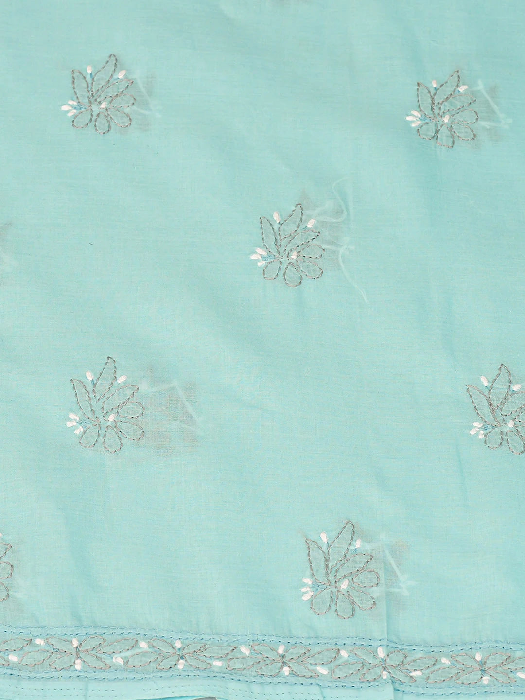 Ada Hand Embroidered Blue Cotton Lucknowi Chikankari Unstitched Suit Piece 01A882462