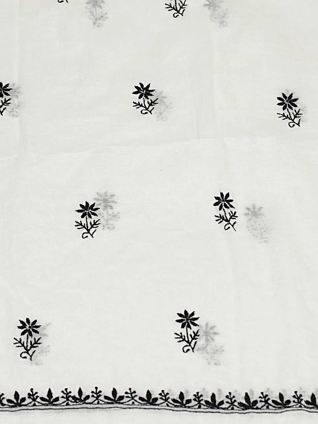Ada Hand Embroidered White Chanderi Lucknowi Chikankari Unstitched Kurta Dupatta Set 01A883121