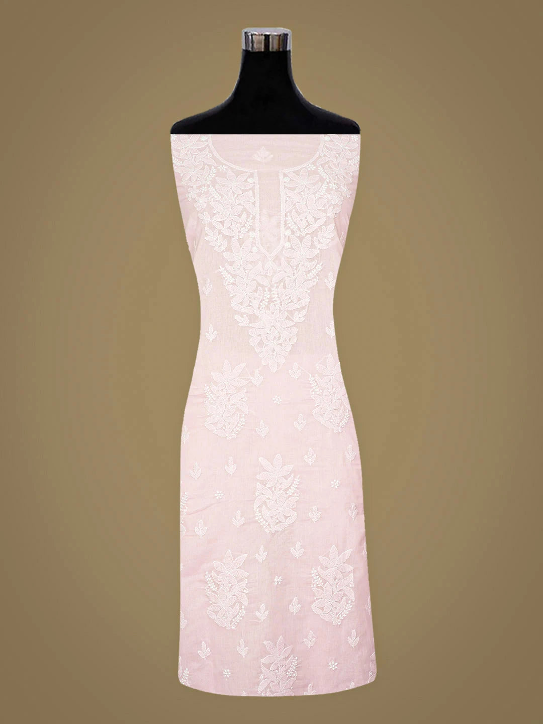 Ada Hand Embroidered Pink Cotton Lucknowi Chikankari Unstitched Suit Piece 01A785694