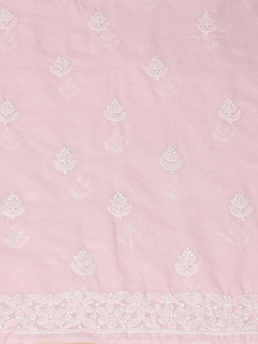 Ada Hand Embroidered Pink Cotton Lucknowi Chikankari Unstitched Suit Piece 01A785694