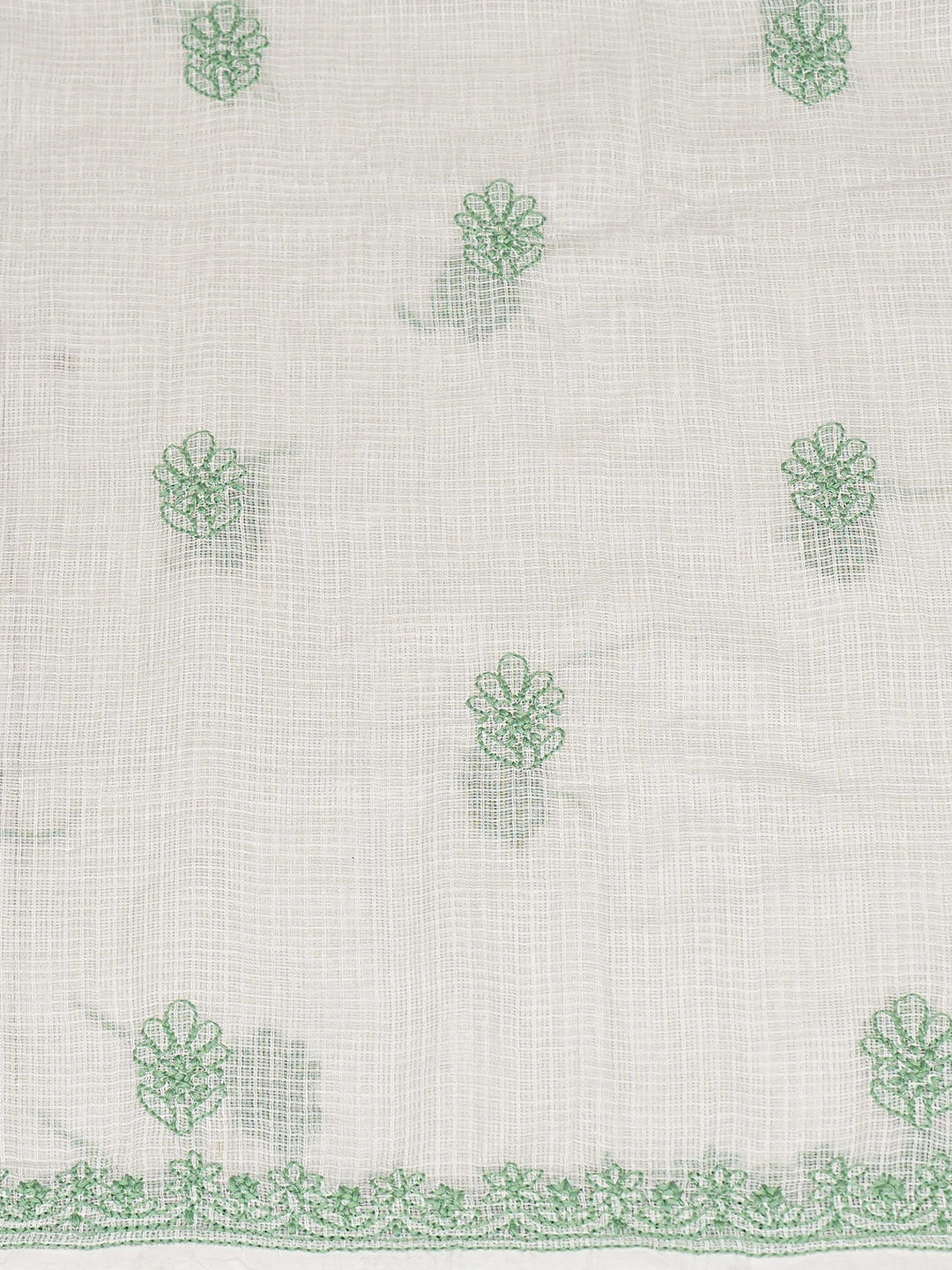 Ada Hand Embroidered White Kota Lucknowi Chikankari Unstitched Kurta Dupatta Set 01A876925