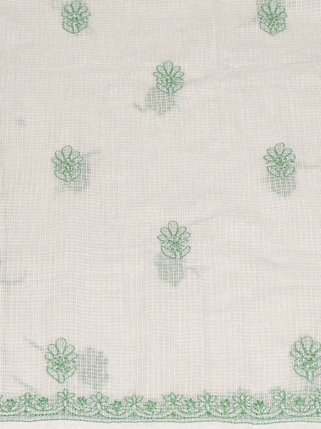 Ada Hand Embroidered White Kota Lucknowi Chikankari Unstitched Kurta Dupatta Set 01A876925