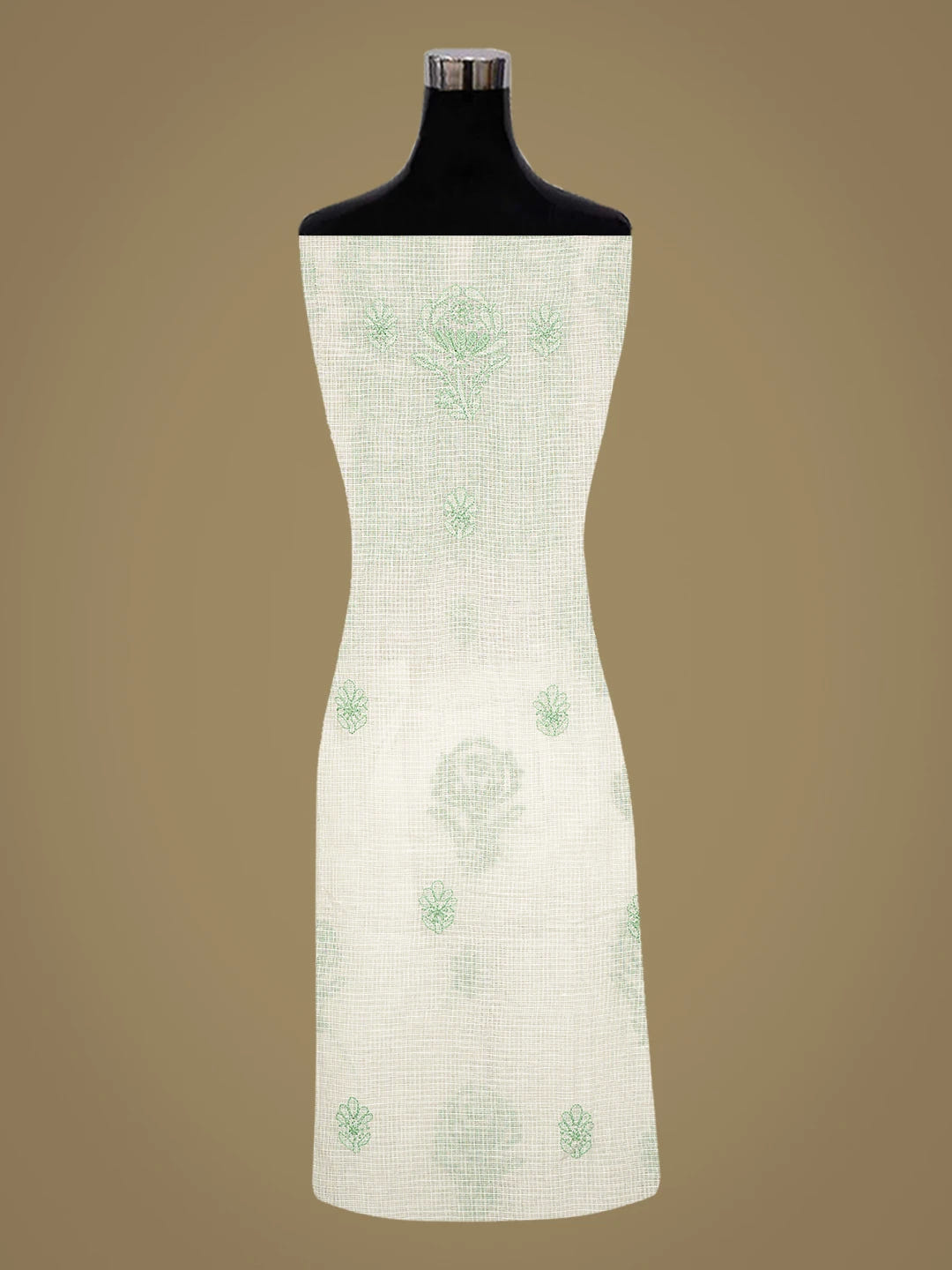Ada Hand Embroidered White Kota Lucknowi Chikankari Unstitched Kurta Dupatta Set 01A876925