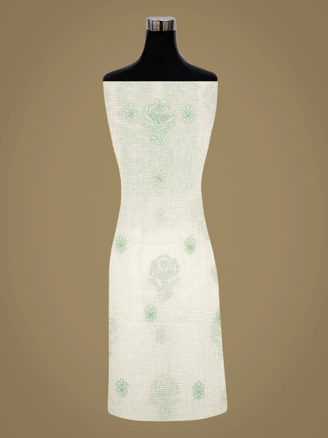 Ada Hand Embroidered White Kota Lucknowi Chikankari Unstitched Kurta Dupatta Set 01A876925