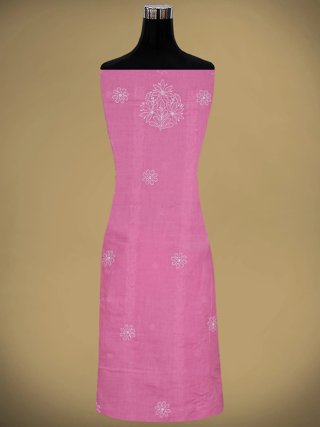 Ada Hand Embroidered Pink Cotton Lucknowi Chikankari Unstitched Suit Piece 01A881444