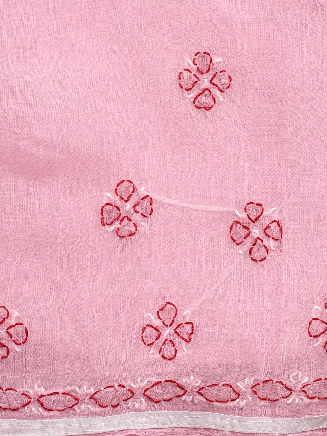 Ada Hand Embroidered Pink Cotton Lucknowi Chikankari Unstitched Suit Piece 01A882730