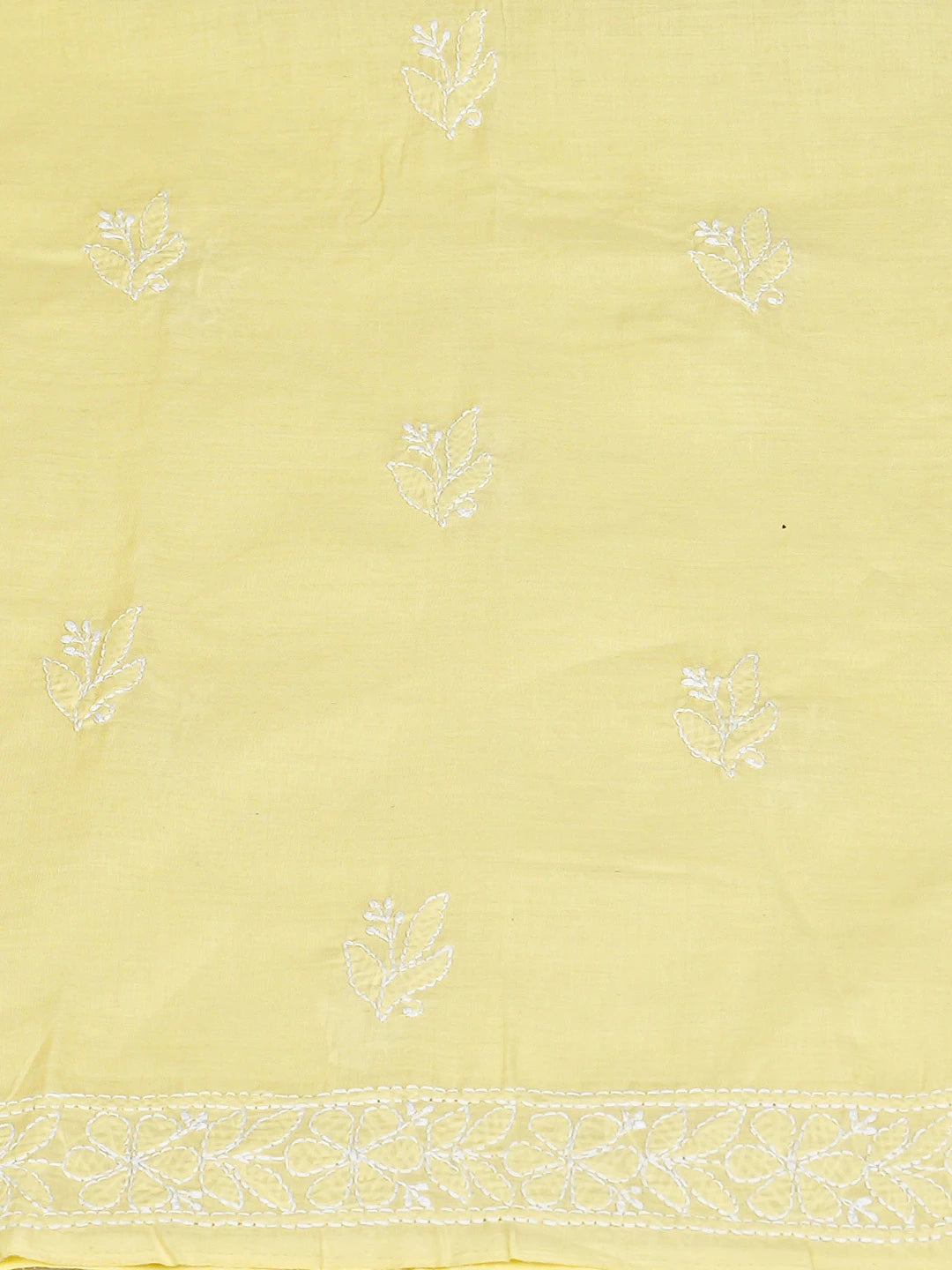 Ada Hand Embroidered Lemon Cotton Lucknowi Chikankari Unstitched Kurta Piece 01A863892