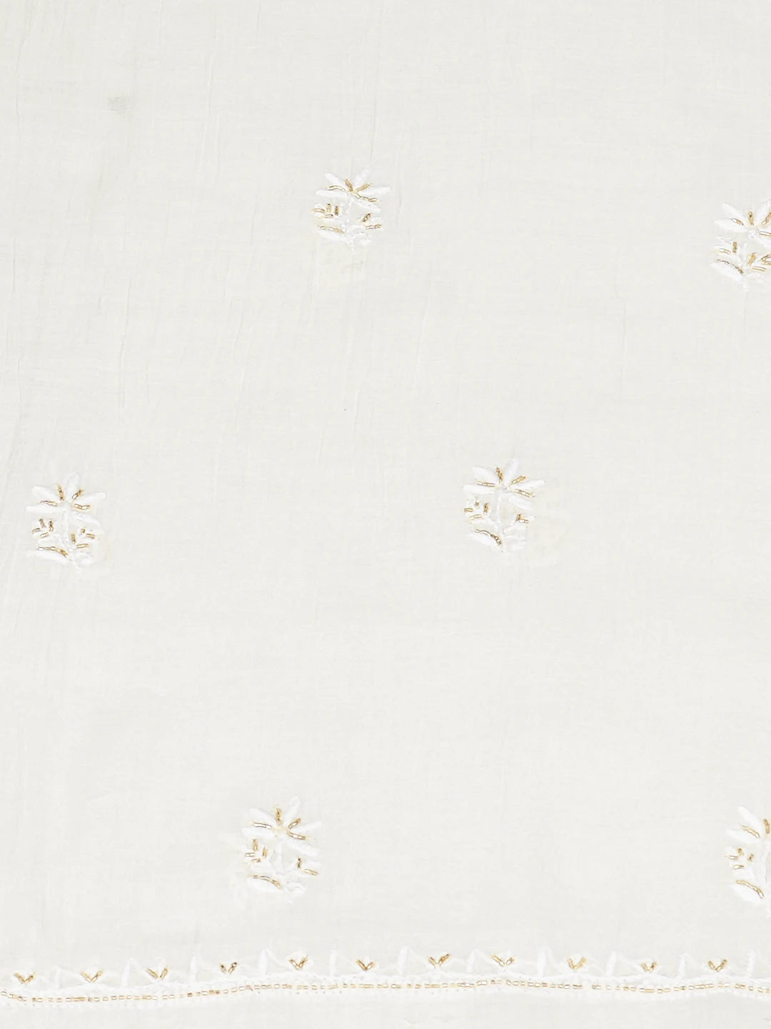 Ada Hand Embroidered White Cornsilk Chanderi Lucknowi Chikankari Unstitched Kurta Dupatta Set With Sequinned Work 01A881350