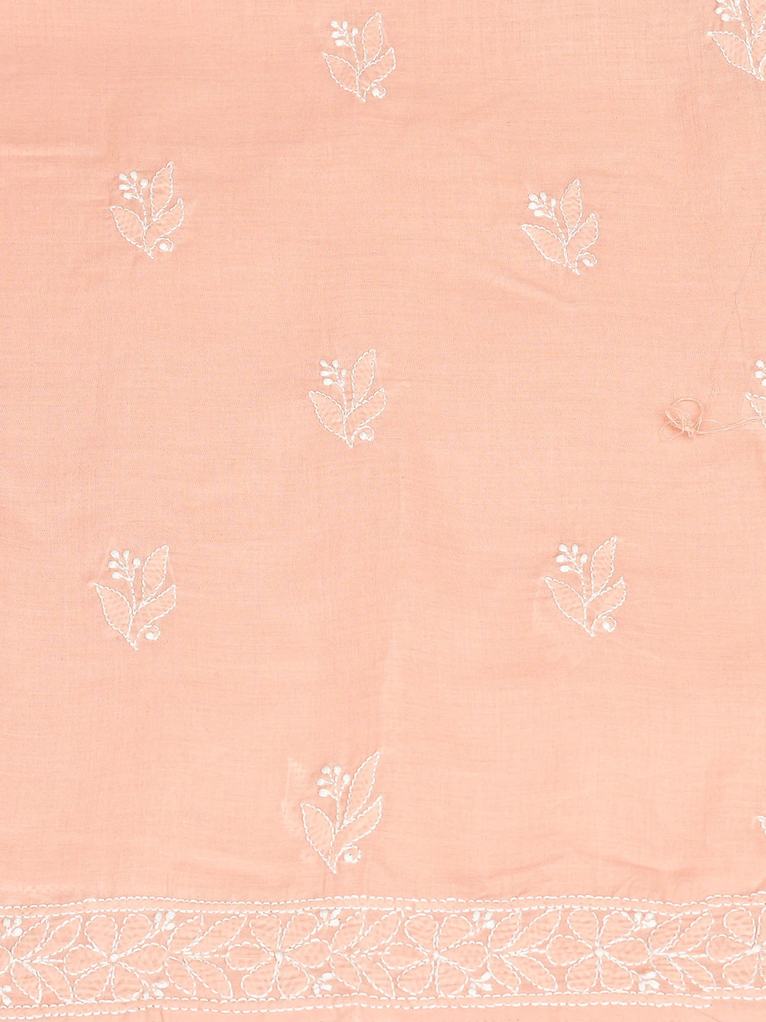 Ada Hand Embroidered Peach Cotton Lucknowi Chikankari Unstitched Kurta Piece 01A863872