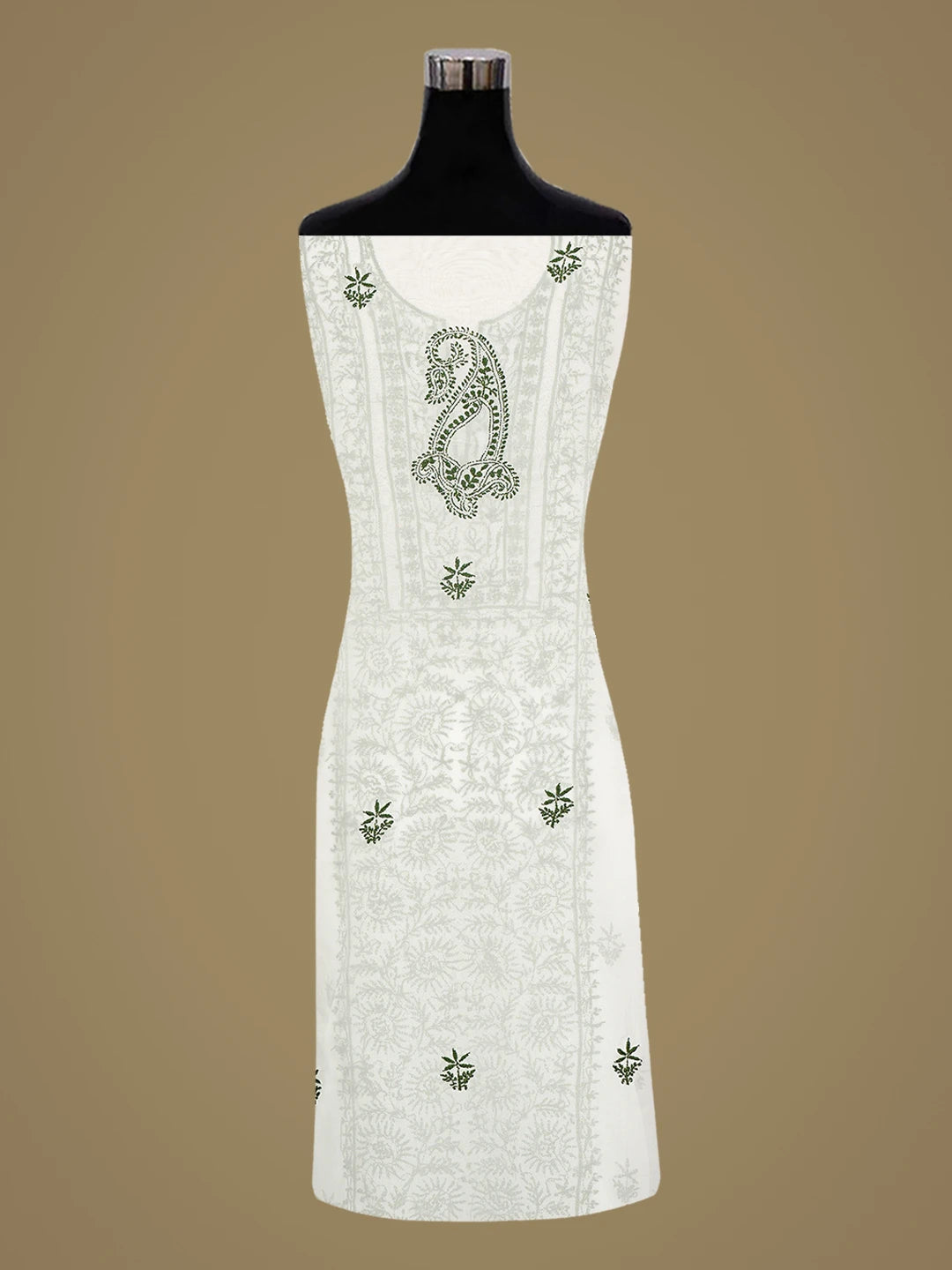 Ada Hand Embroidered White Organza With Bandhani Dupatta Lucknowi Chikankari Unstitched Kurta Dupatta Set 01A873052