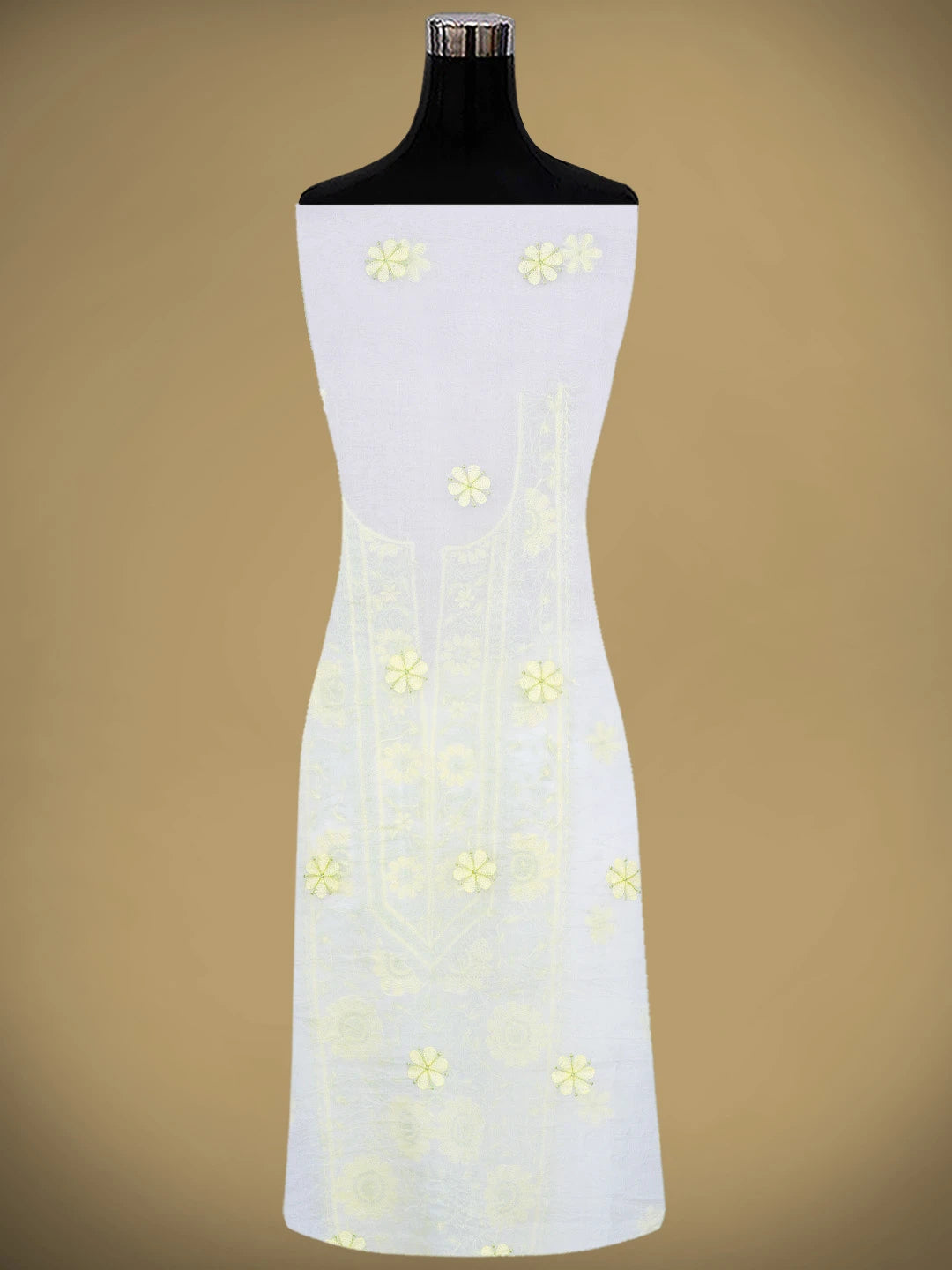 Ada Hand Embroidered White Cornsilk Organza Lucknowi Chikankari Unstitched Kurta Dupatta Set 01A877593