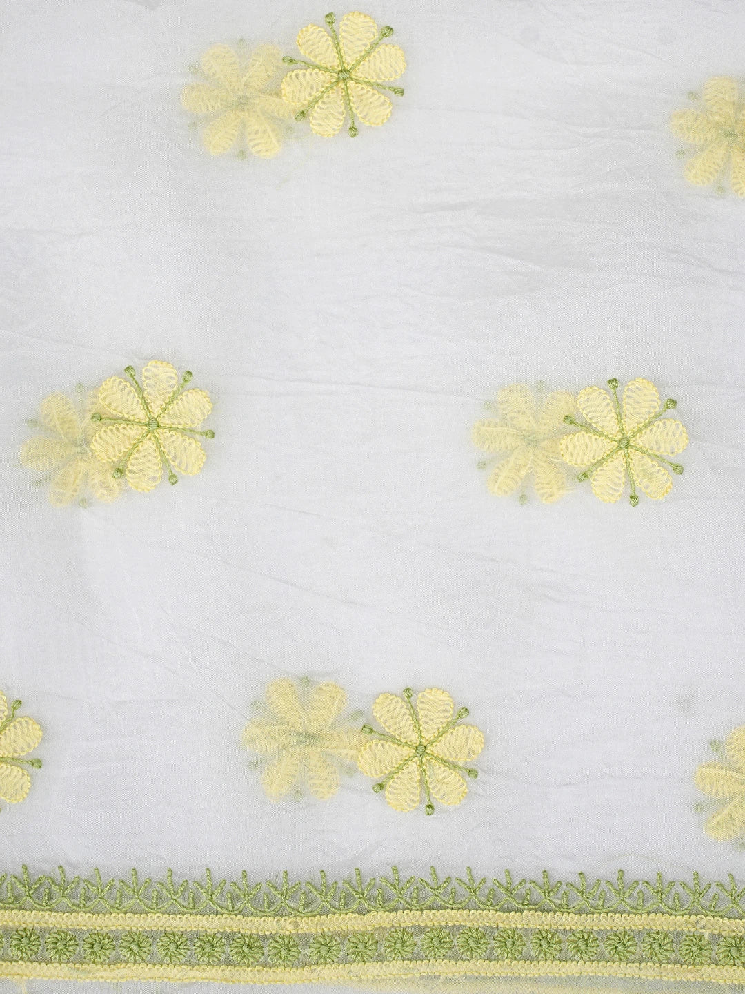 Ada Hand Embroidered White Cornsilk Organza Lucknowi Chikankari Unstitched Kurta Dupatta Set 01A877593