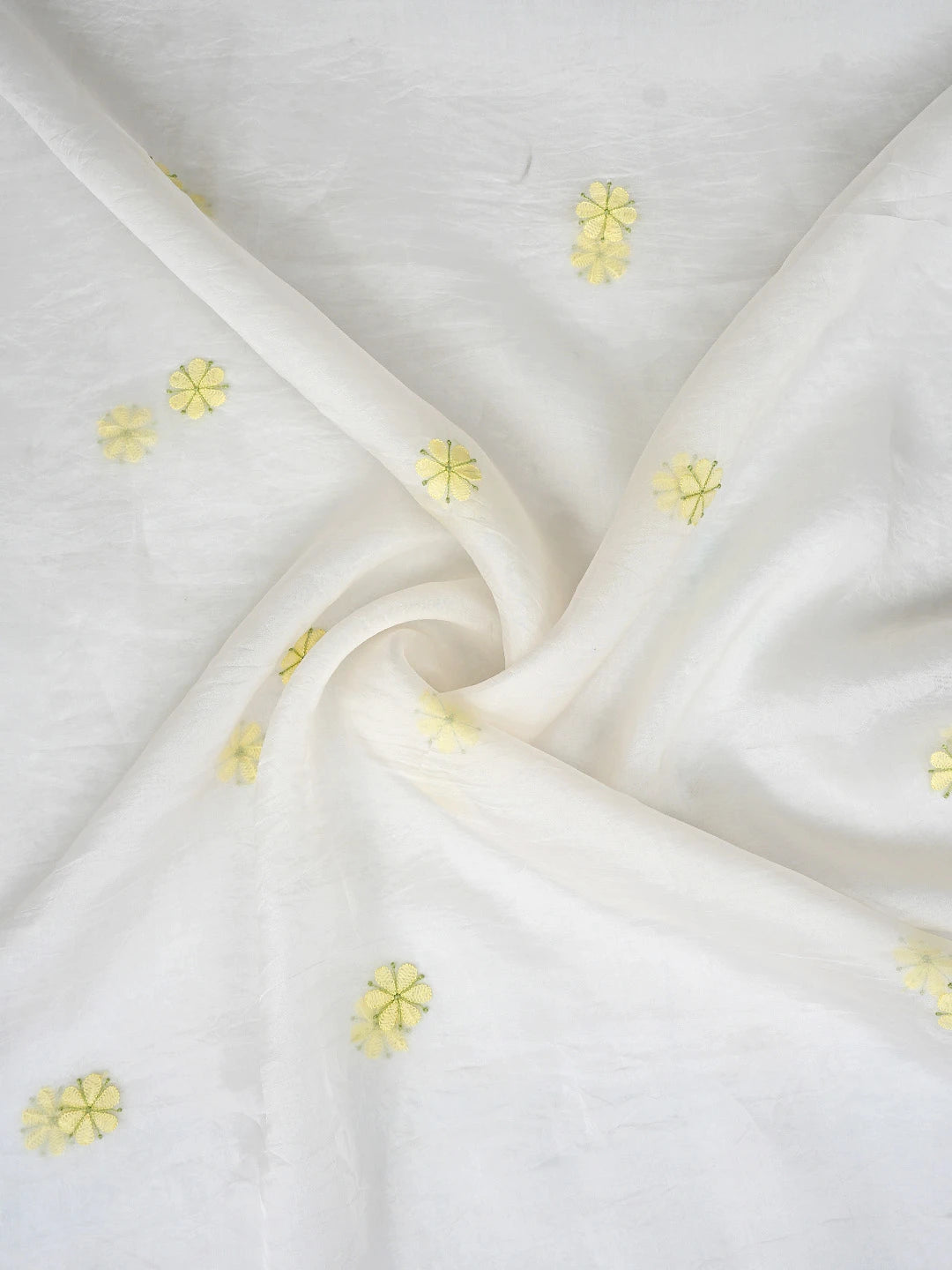 Ada Hand Embroidered White Cornsilk Organza Lucknowi Chikankari Unstitched Kurta Dupatta Set 01A877593