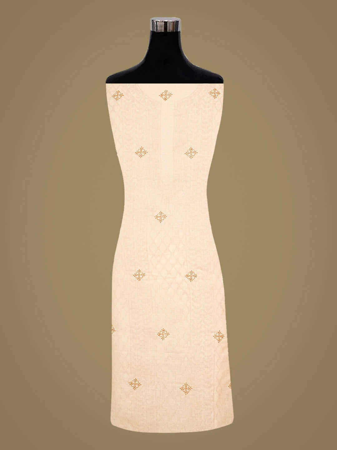 Ada Hand Embroidered Fawn Cotton Lucknowi Chikankari Unstitched Kurta Piece 01A873507