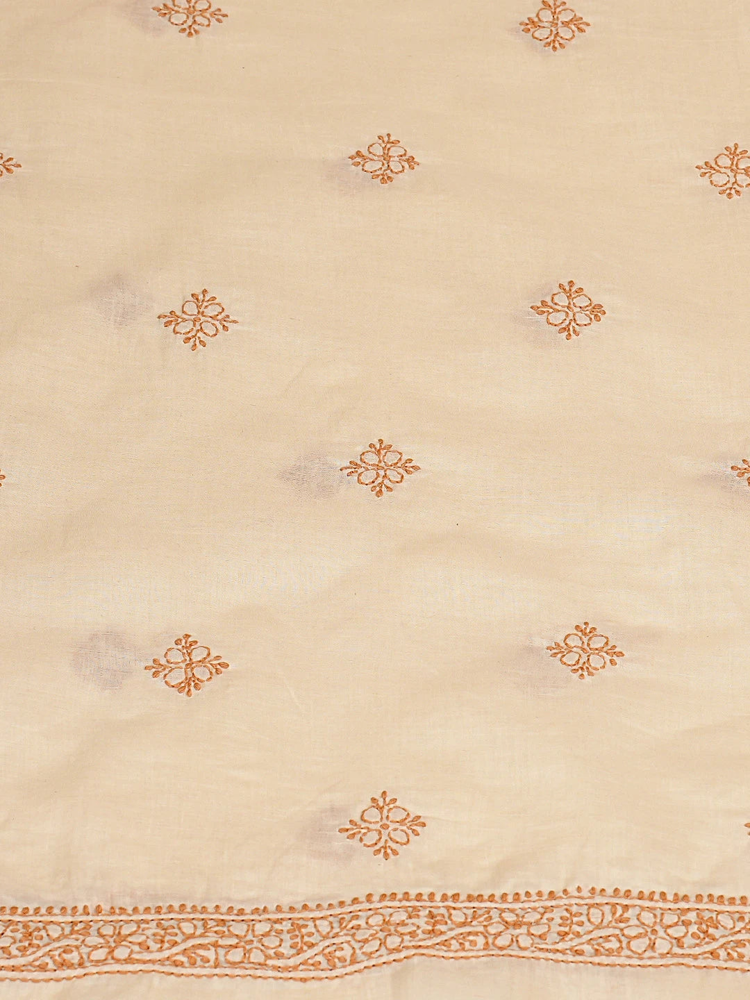 Ada Hand Embroidered Fawn Cotton Lucknowi Chikankari Unstitched Kurta Piece 01A873507
