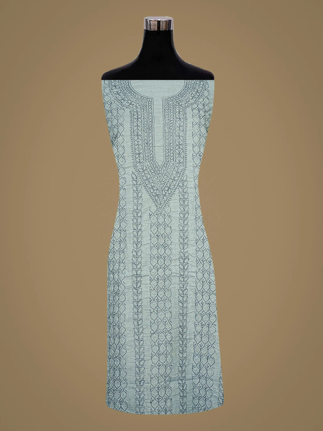 Ada Hand Embroidered Ash Grey Cotton Lucknowi Chikankari Unstitched Kurta Piece 01A873435