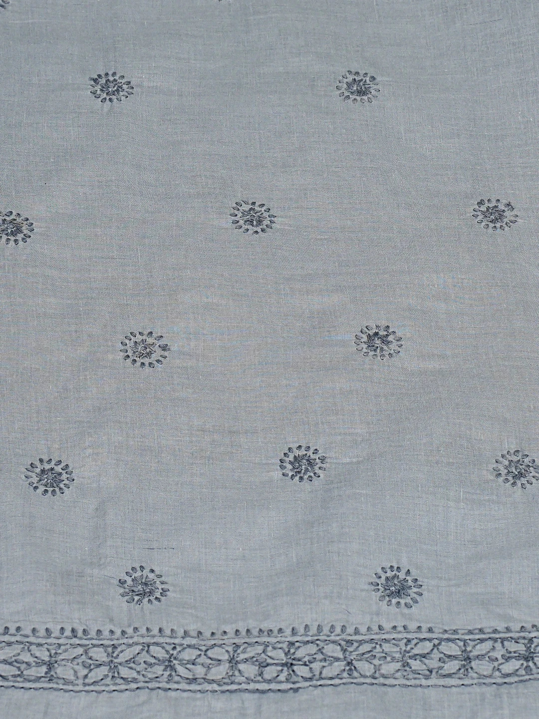 Ada Hand Embroidered Ash Grey Cotton Lucknowi Chikankari Unstitched Kurta Piece 01A873435