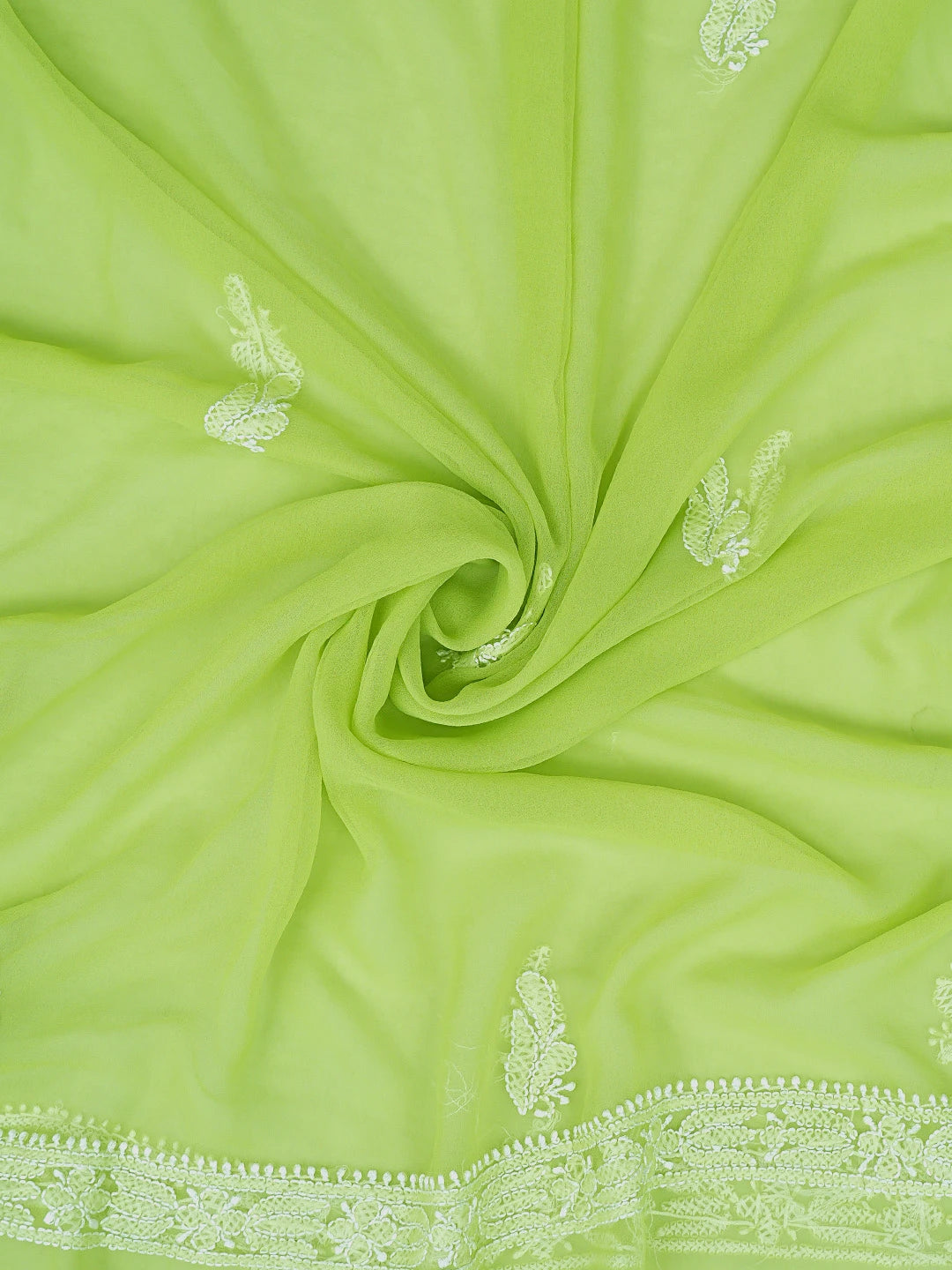 Ada Hand Embroidered Green Georgette Lucknowi Chikankari Unstitched Suit Piece 01A878901