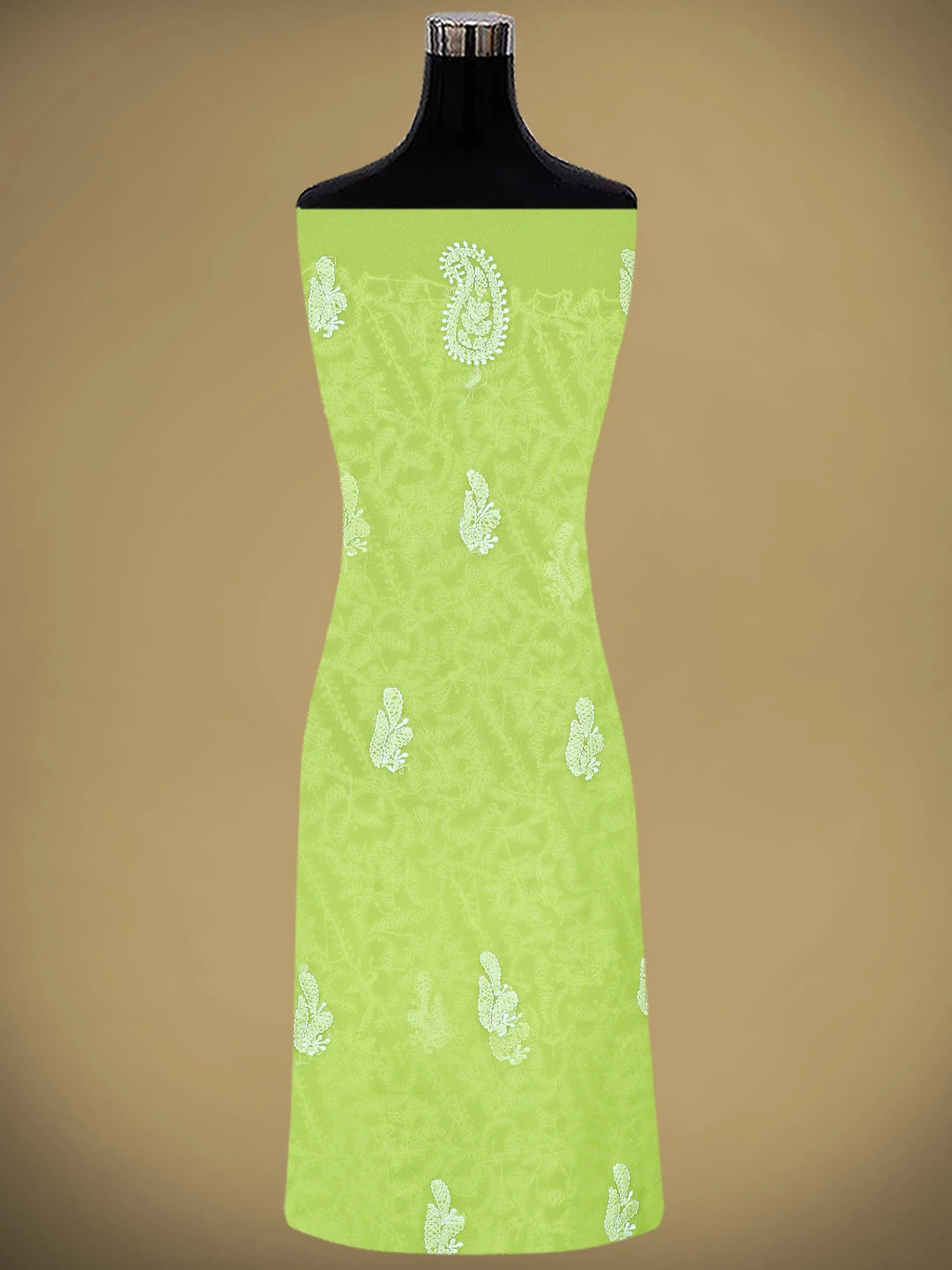 Ada Hand Embroidered Green Georgette Lucknowi Chikankari Unstitched Suit Piece 01A878901