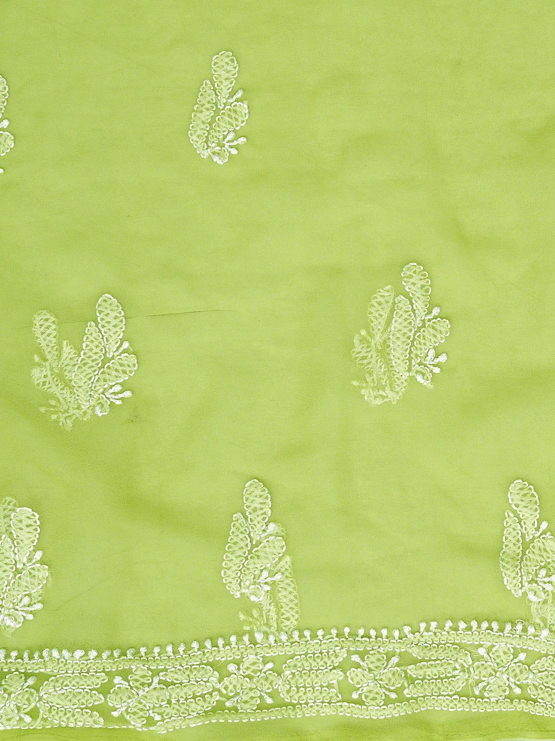 Ada Hand Embroidered Green Georgette Lucknowi Chikankari Unstitched Suit Piece 01A878901