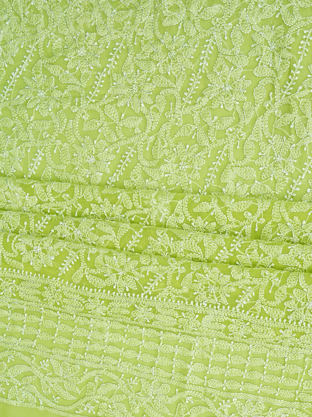 Ada Hand Embroidered Green Georgette Lucknowi Chikankari Unstitched Suit Piece 01A878901