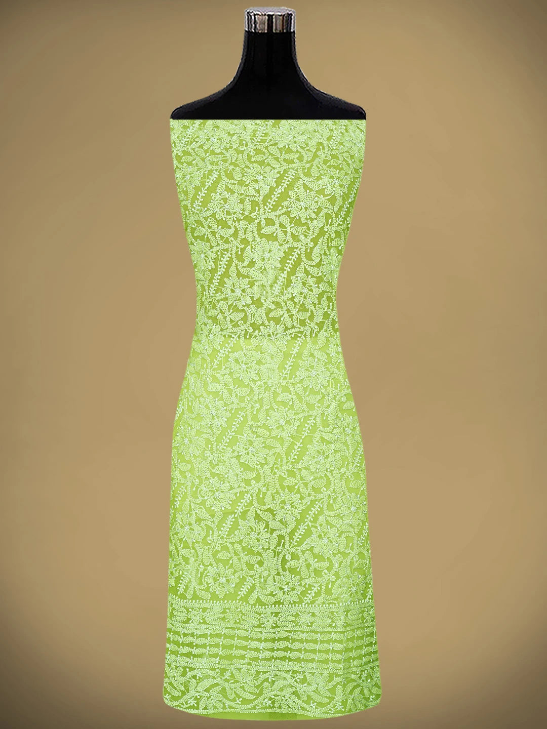 Ada Hand Embroidered Green Georgette Lucknowi Chikankari Unstitched Suit Piece 01A878901