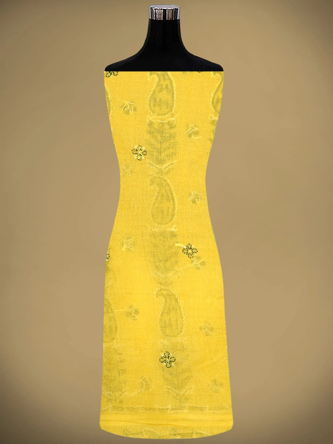 Ada Hand Embroidered Yellow Cotton Lucknowi Chikankari Unstitched Suit Piece 01A882754