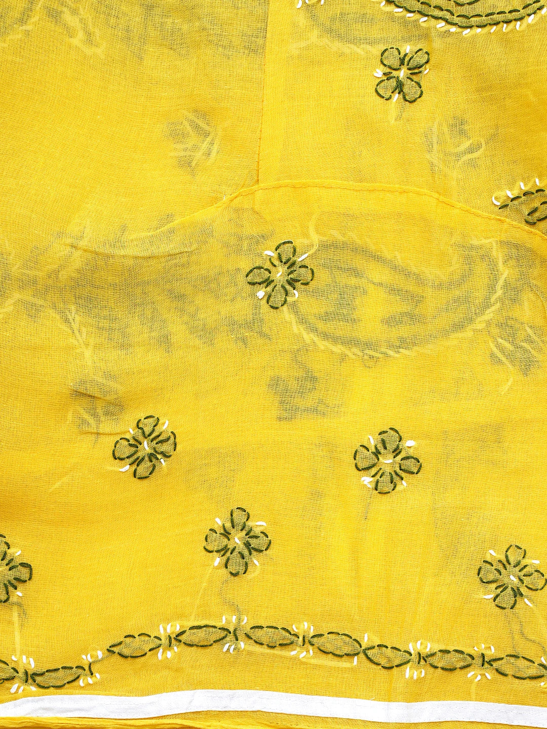 Ada Hand Embroidered Yellow Cotton Lucknowi Chikankari Unstitched Suit Piece 01A882754